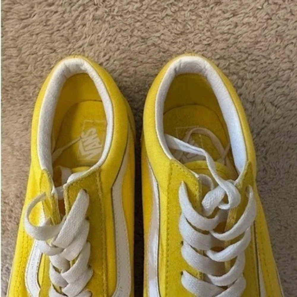 Vans Old Skool Kids Yellow Rainbow Checkerboard Suede Canvas Sneakers Size 7Y